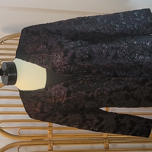 PATRA dress jacket purple black rose pattern velvety - Picture 4 of 14